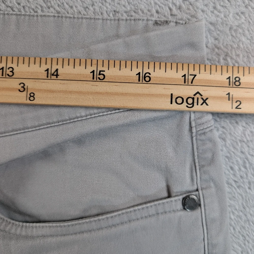 Hickey Freeman Men Grey 5 Pocket Straight Leg Stretch Cotton Pants 34x30